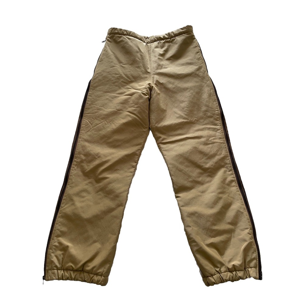 LL Bean Snow Pant Women's Small Tan Quilt Insulated Winter Ski Hike Wind Zip